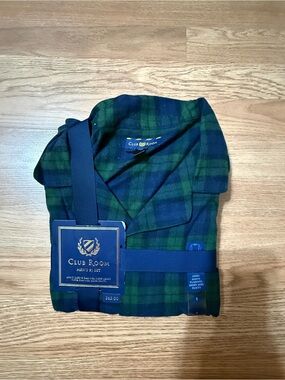 Brand New Club Room Blue and Green Plaid Men's Lounge Pj pants and long sleeved